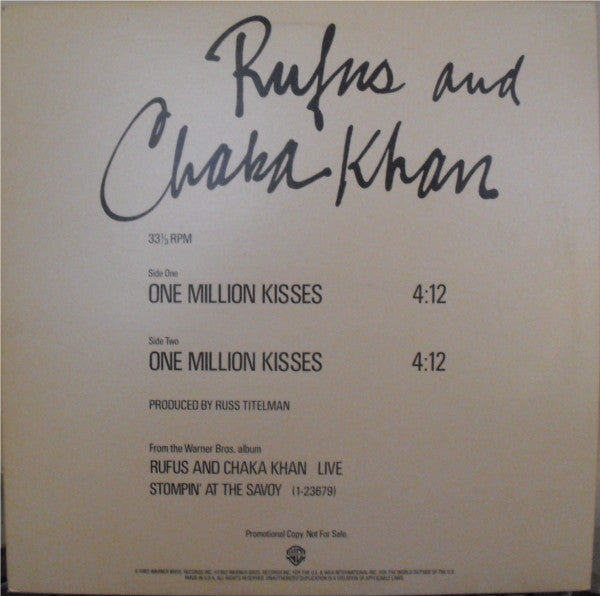 Rufus & Chaka Khan : One Million Kisses (12", Promo)