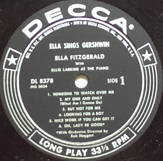 Ella Fitzgerald : Ella Sings Gershwin (LP, Album, Mono, Styrene)