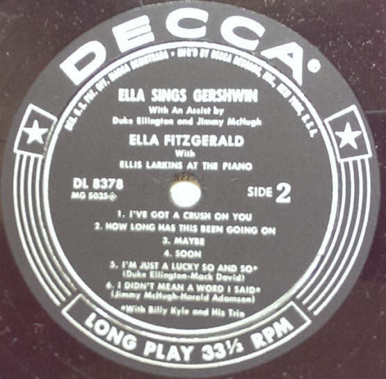 Ella Fitzgerald : Ella Sings Gershwin (LP, Album, Mono, Styrene)