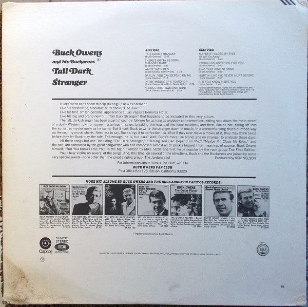 Buck Owens And His Buckaroos : Tall Dark Stranger (LP, Album, Club, Cap)
