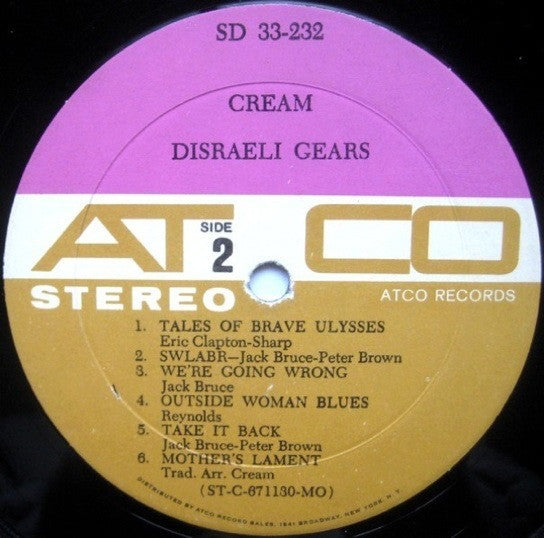 Cream (2) : Disraeli Gears (LP, Album, MO)