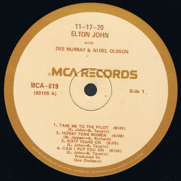 Elton John : 11-17-70 (LP, Album, RE)