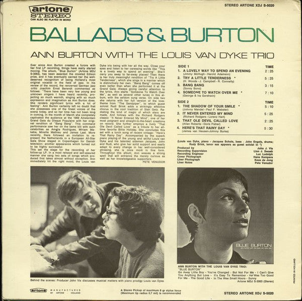 Ann Burton With The Louis Van Dyke Trio* : Ballads & Burton (LP, Album)