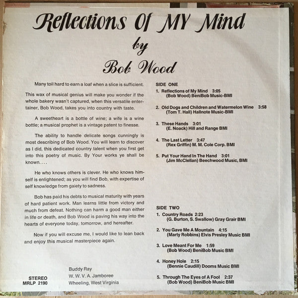 Bob Wood (2) : Reflections Of My Mind (LP, Album)