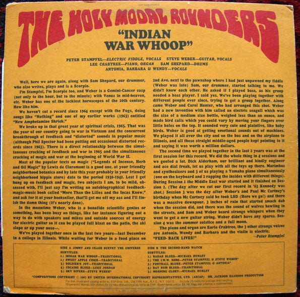 The Holy Modal Rounders : Indian War Whoop (LP, Album)