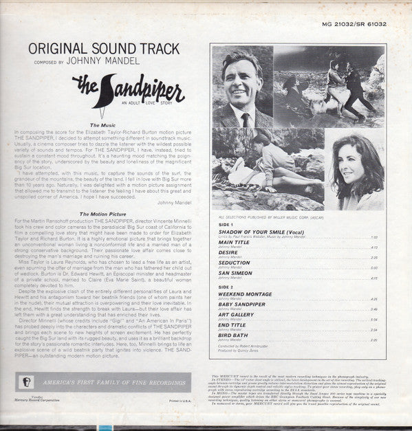 Johnny Mandel : The Sandpiper (The Original Motion Picture Sound Track) (LP, Album, Mono)