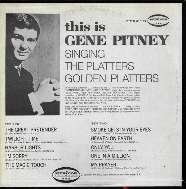 Gene Pitney : This Is Gene Pitney Singing The Platters' Golden Platters (LP)