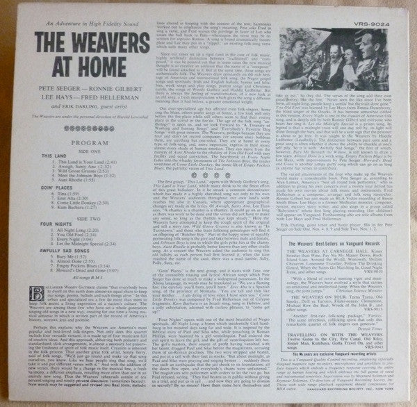 The Weavers : The Weavers At Home (LP, Mono)