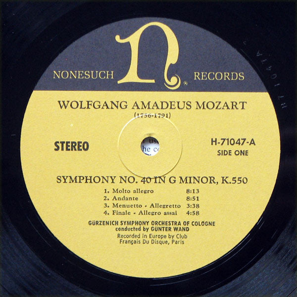 Wolfgang Amadeus Mozart - Gürzenich-Orchester Kölner Philharmoniker, Günter Wand : Symphony No. 40 In G Minor K.550, Symphony In D Major (After The Serenade No. 9, "The Posthorn" K.320) (LP, Album)