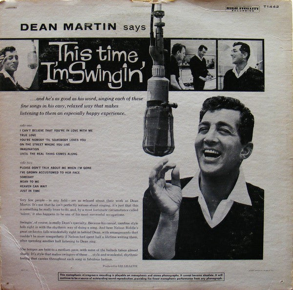 Dean Martin Orchestra Conducted By Nelson Riddle : This Time I'm Swingin' (LP, Album, Mono, Los)