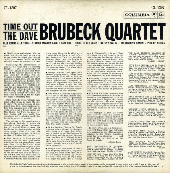 The Dave Brubeck Quartet : Time Out (LP, Album, Mono, RE, RP)