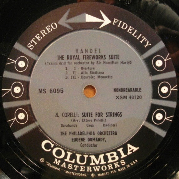 Georg Friedrich Händel / Arcangelo Corelli - The Philadelphia Orchestra, Eugene Ormandy : The Royal Fireworks Suite / The Water Music Suite (LP)