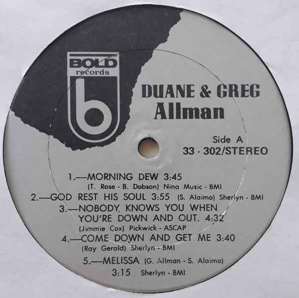 Duane & Greg Allman : Duane & Gregg Allman (LP, Album, Son)