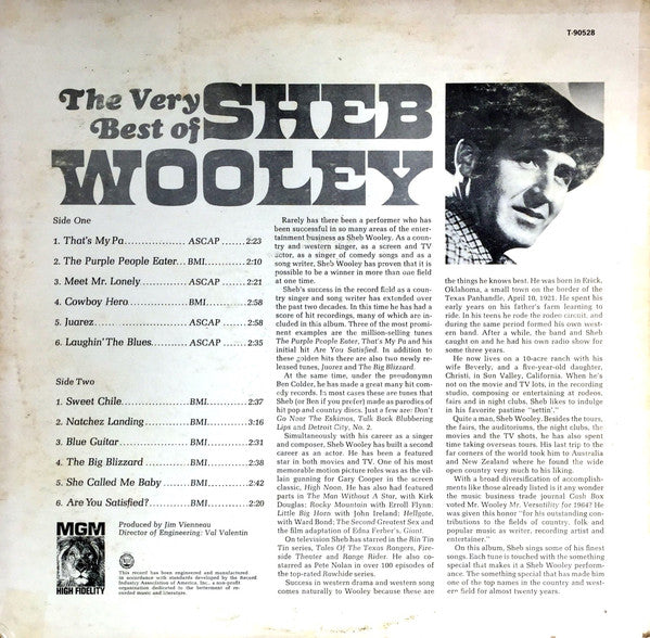 Sheb Wooley : The Very Best Of Sheb Wooley (LP, Album, Comp, Mono, Club)