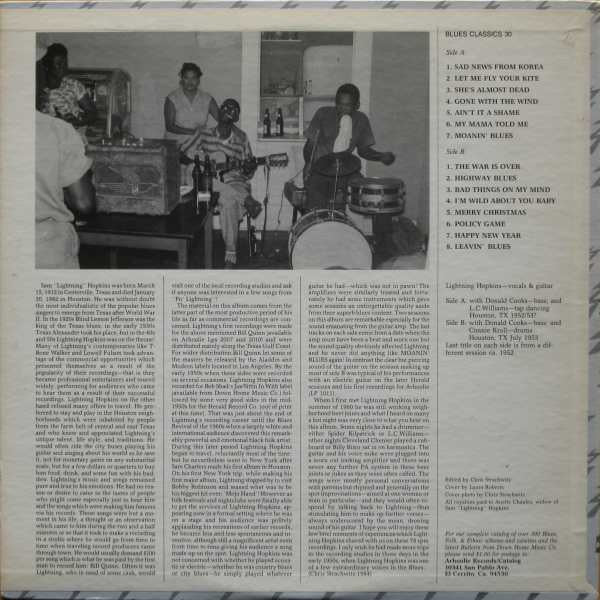 Lightnin' Hopkins : Houston's King Of The Blues (Historic Recordings 1952-1953) (LP, Comp)