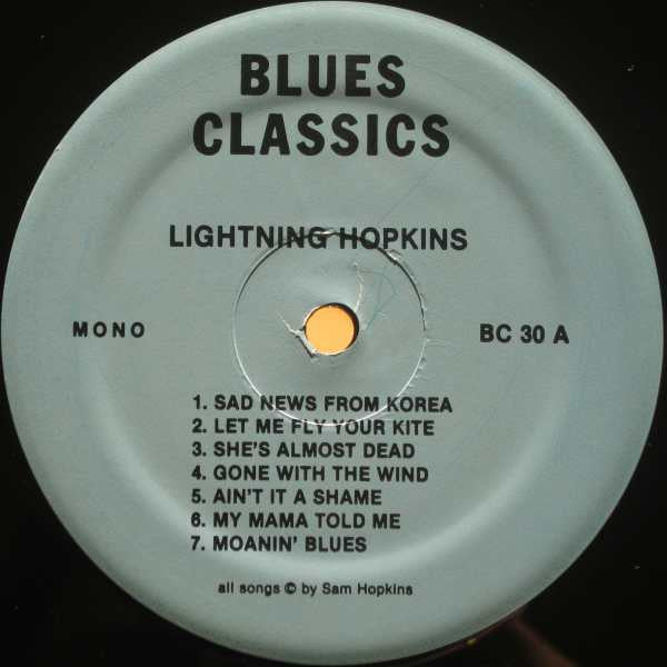 Lightnin' Hopkins : Houston's King Of The Blues (Historic Recordings 1952-1953) (LP, Comp)