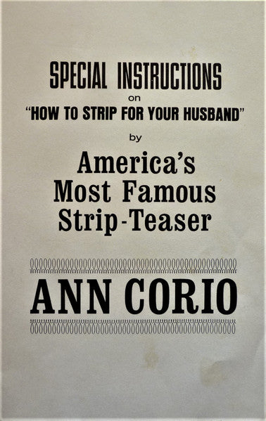 Sonny Lester & His Orchestra : Ann Corio Presents How To Strip For Your Husband : Music To Make Marriage Merrier (LP, Album, Mono)