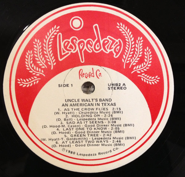 Uncle Walt's Band : An American In Texas (LP, RP)
