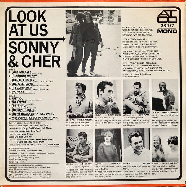 Sonny & Chér* : Look At Us (LP, Album, Mono, Mon)