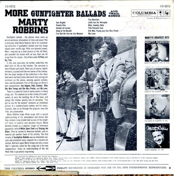 Marty Robbins : More Gunfighter Ballads And Trail Songs (LP, Album, Hol)