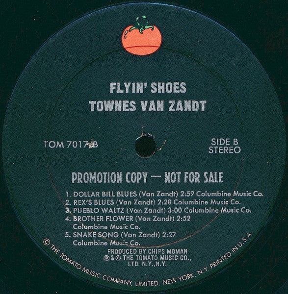 Townes Van Zandt : Flyin' Shoes (LP, Album, Promo)