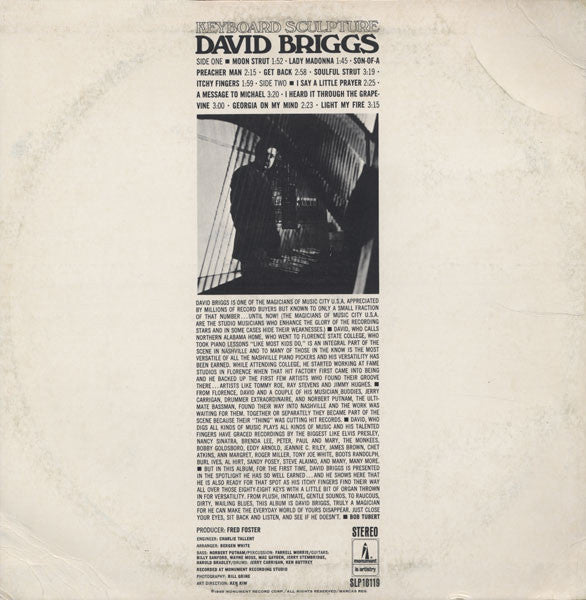 David Briggs (2) : Keyboard Sculpture (LP, Album)