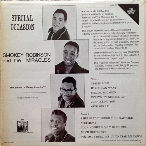 The Miracles : Special Occasion (LP, Album)