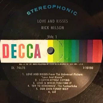 Rick Nelson* : Love And Kisses (LP, Album)