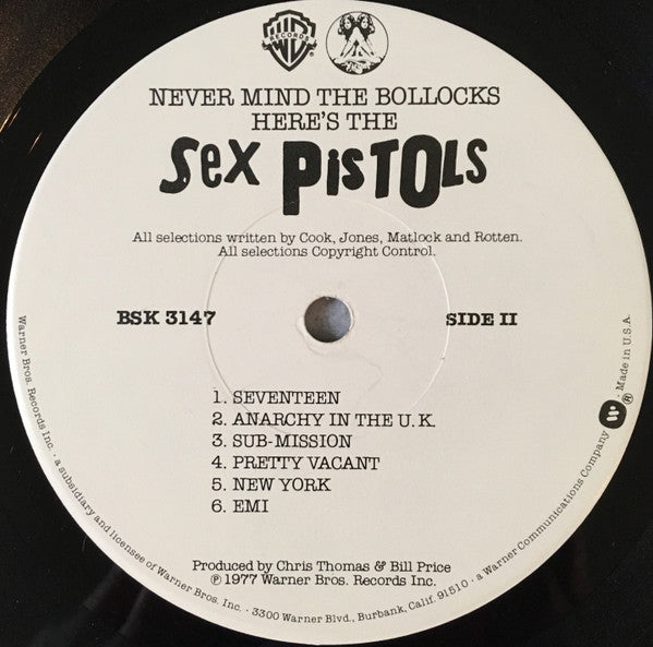 Sex Pistols : Never Mind The Bollocks Here's The Sex Pistols  (LP, Album, Jac)