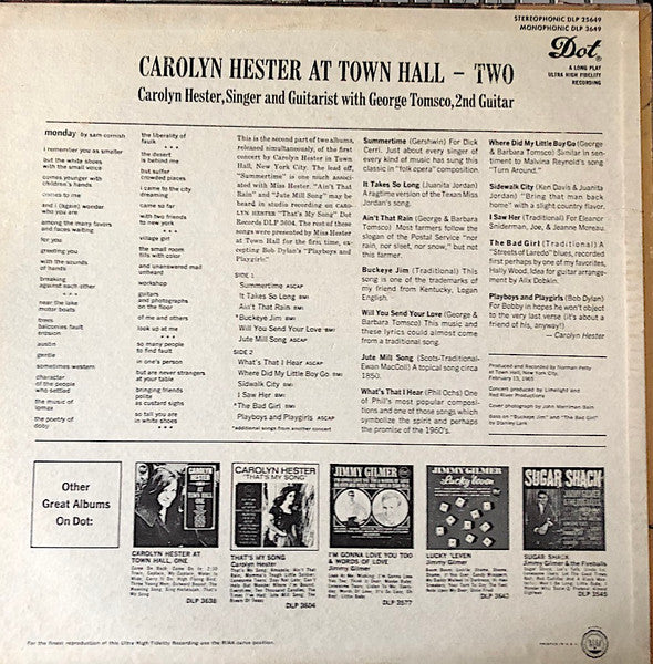 Carolyn Hester : At Town Hall Two (LP, Album, Mono)