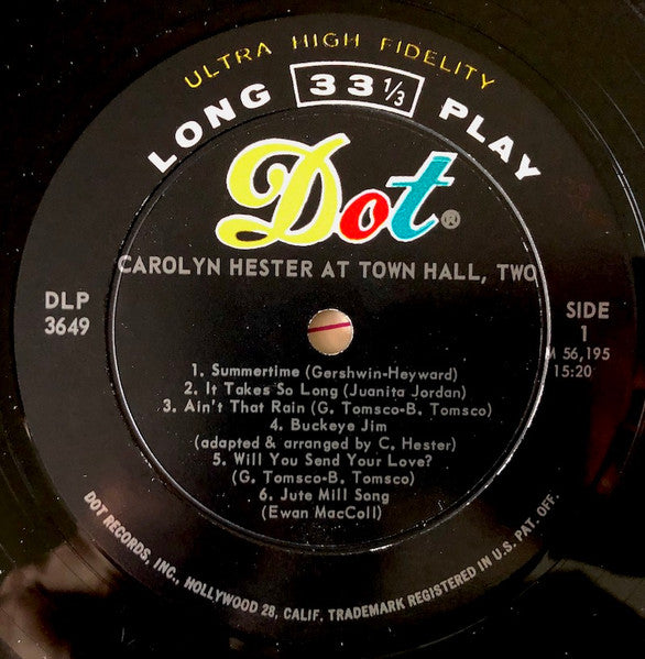 Carolyn Hester : At Town Hall Two (LP, Album, Mono)