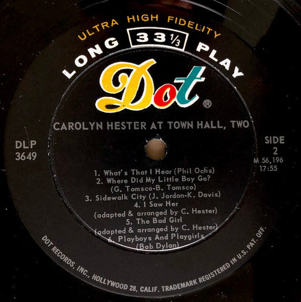 Carolyn Hester : At Town Hall Two (LP, Album, Mono)