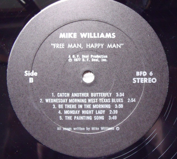 Mike Williams (18) : Free Man, Happy Man (LP)