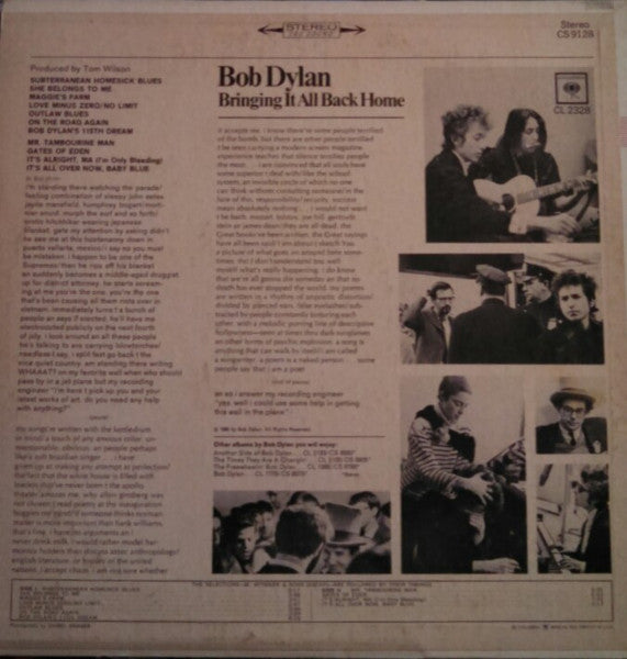 Bob Dylan : Bringing It All Back Home (LP, Album, RE, San)