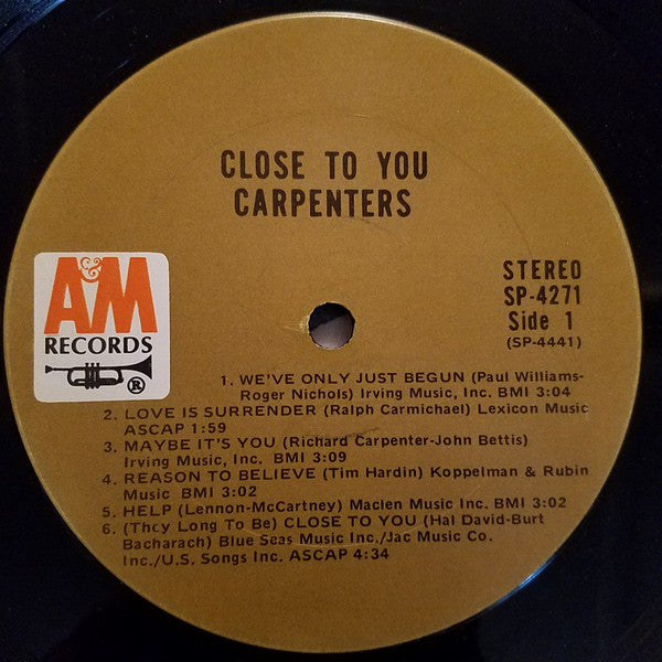 Carpenters : Close To You (LP, Album, RP, Ter)