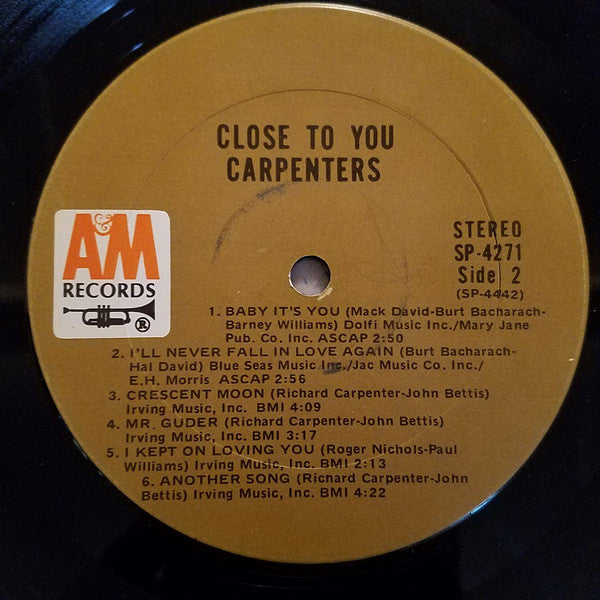 Carpenters : Close To You (LP, Album, RP, Ter)
