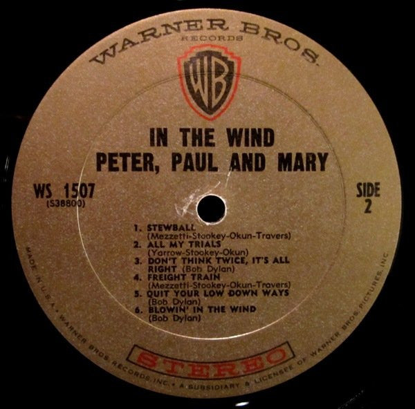 Peter, Paul & Mary : In The Wind (LP, Album)