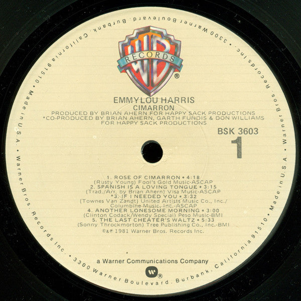 Emmylou Harris : Cimarron (LP, Album, Jac)