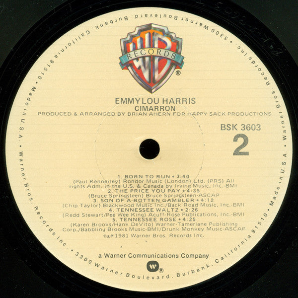 Emmylou Harris : Cimarron (LP, Album, Jac)