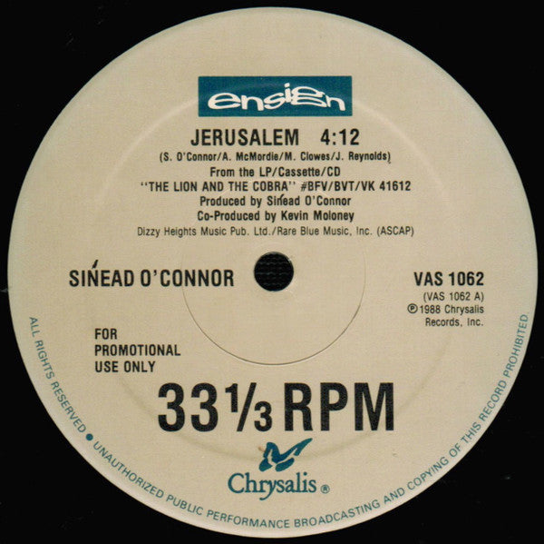 Sinéad O'Connor : Jerusalem (12", Promo)