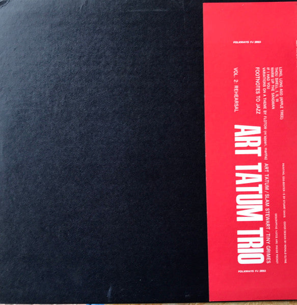 Art Tatum Trio : Footnotes To Jazz Vol. 2: Rehearsal (LP, Album, Mono)