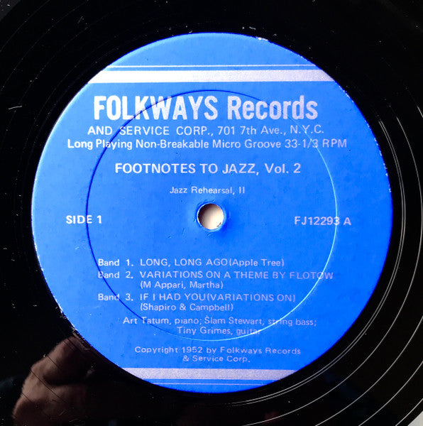 Art Tatum Trio : Footnotes To Jazz Vol. 2: Rehearsal (LP, Album, Mono)