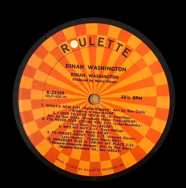 Dinah Washington : Dinah Washington (LP, Album, Mono)