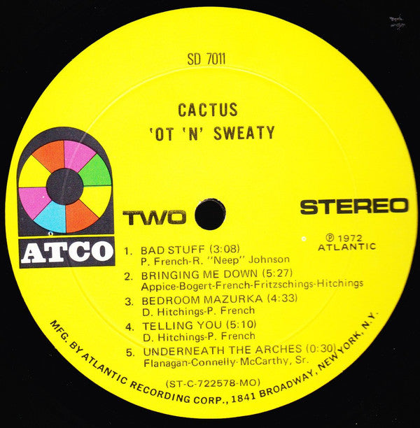 Cactus (3) : 'Ot 'N' Sweaty (LP, Album, Mon)