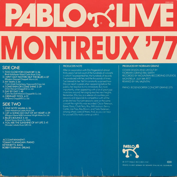 Ella Fitzgerald With The Tommy Flanagan Trio* : Montreux '77 (LP, Album)