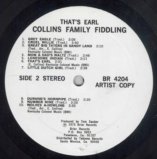 Earl Collins : That's Earl - Collins Family Fiddling (LP, Album, Promo)