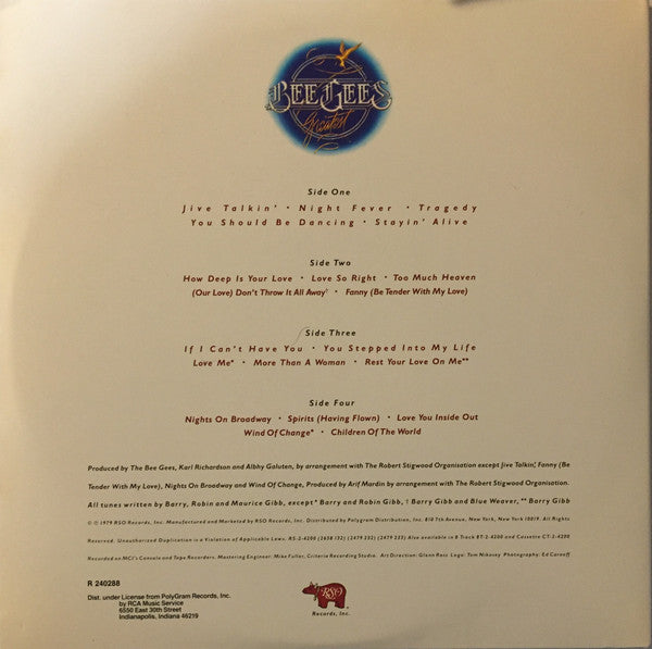 Bee Gees : Greatest (2xLP, Comp, Club, Gat)