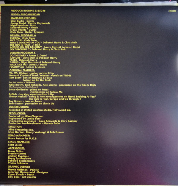 Blondie : AutoAmerican (LP, Album, RE, 180)