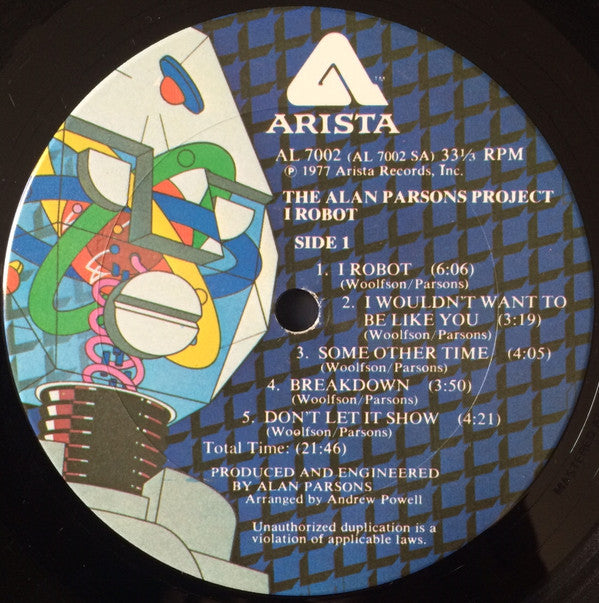 The Alan Parsons Project : I Robot (LP, Album, Club, Col)