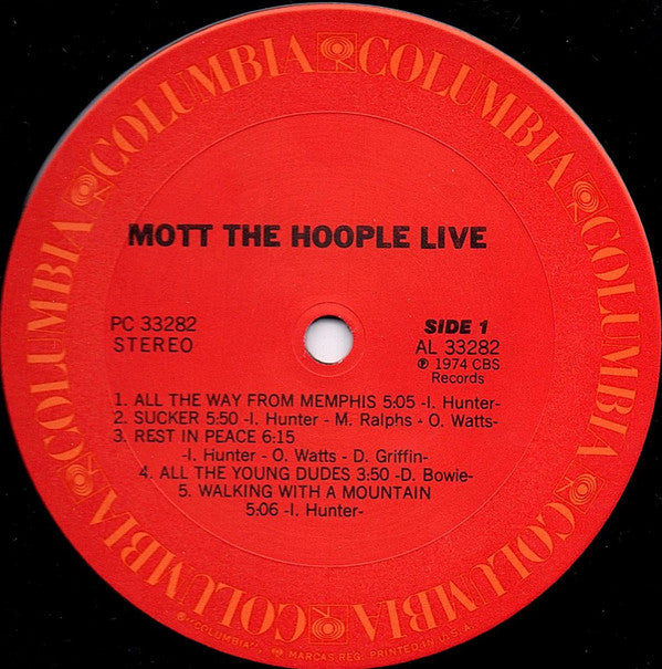 Mott The Hoople : Mott The Hoople Live (LP, Album, Pit)